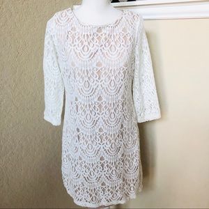 [RN Studio] #132401 Ivory/Nude Lace Dress Size 8